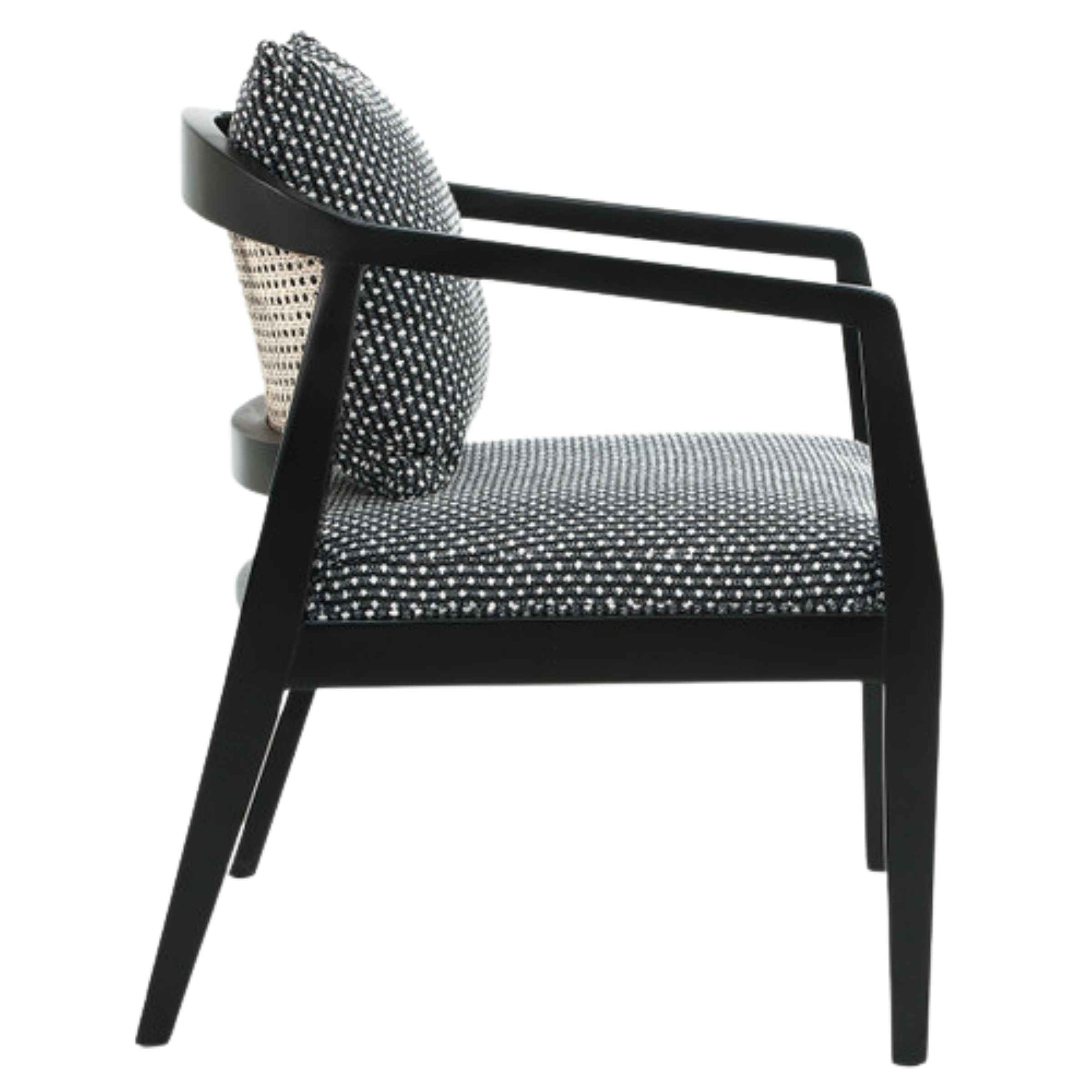 Woven Back Wooden Textured Black Accent Chair - Black 16897 -  Armchairs | كرسي خشبي منسوج من الخلف باللون الأسود - أسود - ebarza Furniture UAE | Shop Modern Furniture in Abu Dhabi & Dubai - مفروشات ايبازرا في الامارات | تسوق اثاث عصري وديكورات مميزة في دبي وابوظبي