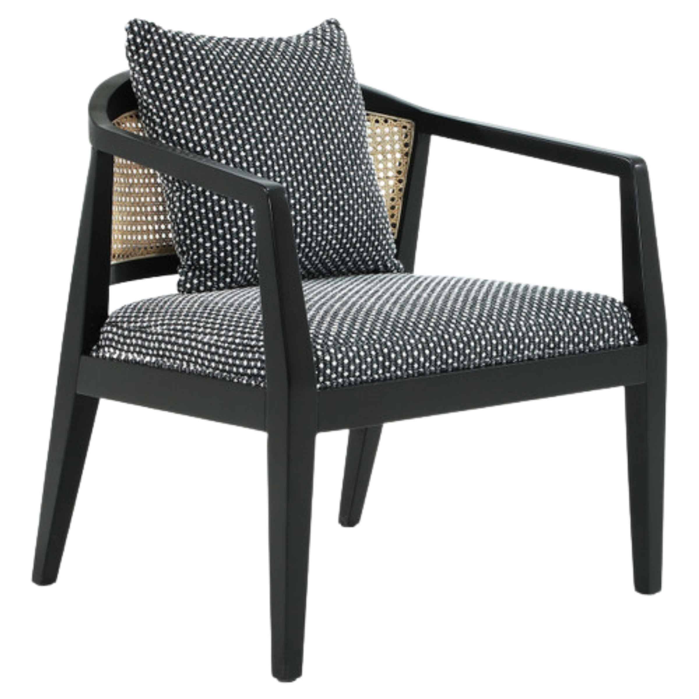 Woven Back Wooden Textured Black Accent Chair - Black 16897 -  Armchairs | كرسي خشبي منسوج من الخلف باللون الأسود - أسود - ebarza Furniture UAE | Shop Modern Furniture in Abu Dhabi & Dubai - مفروشات ايبازرا في الامارات | تسوق اثاث عصري وديكورات مميزة في دبي وابوظبي