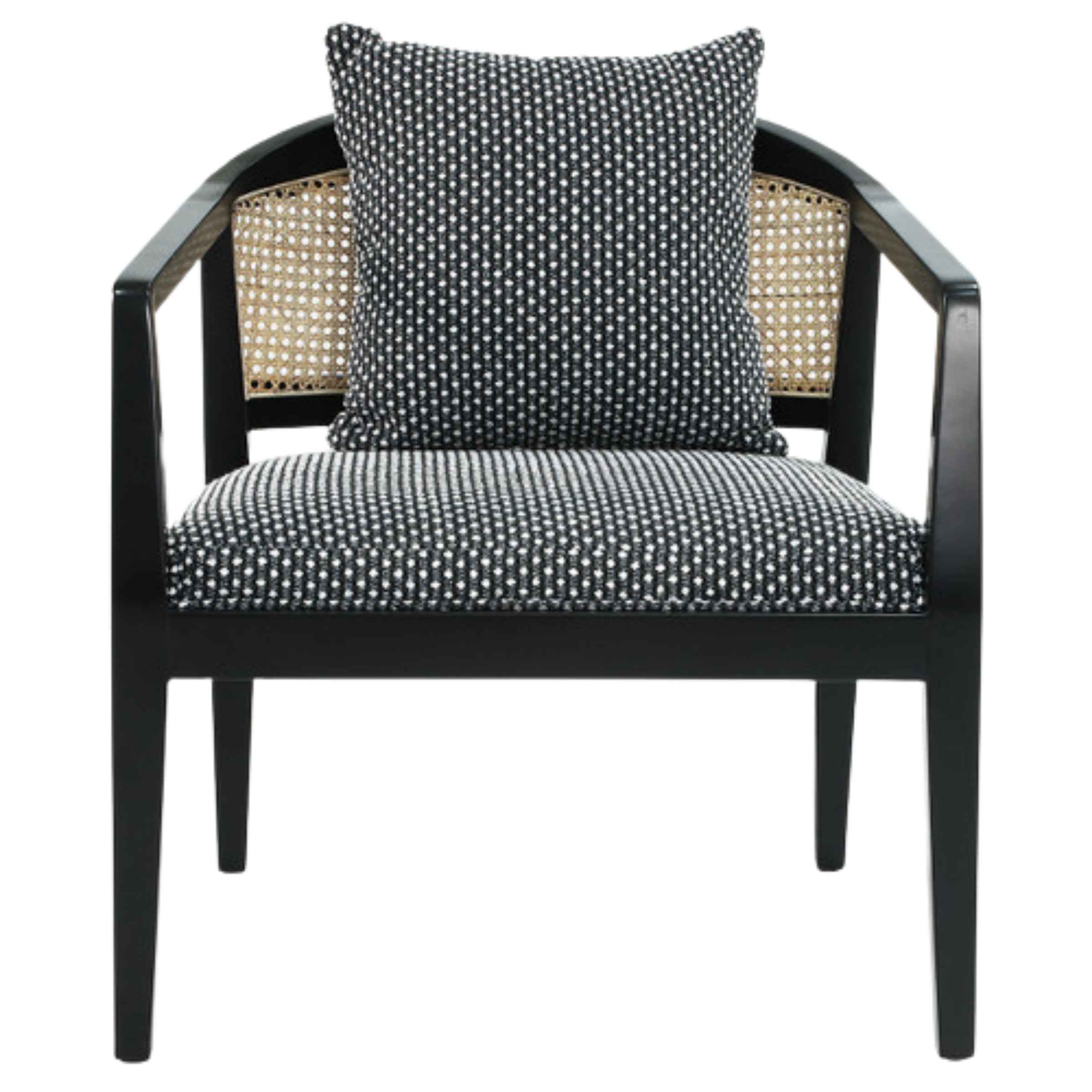 Woven Back Wooden Textured Black Accent Chair - Black 16897 -  Armchairs | كرسي خشبي منسوج من الخلف باللون الأسود - أسود - ebarza Furniture UAE | Shop Modern Furniture in Abu Dhabi & Dubai - مفروشات ايبازرا في الامارات | تسوق اثاث عصري وديكورات مميزة في دبي وابوظبي