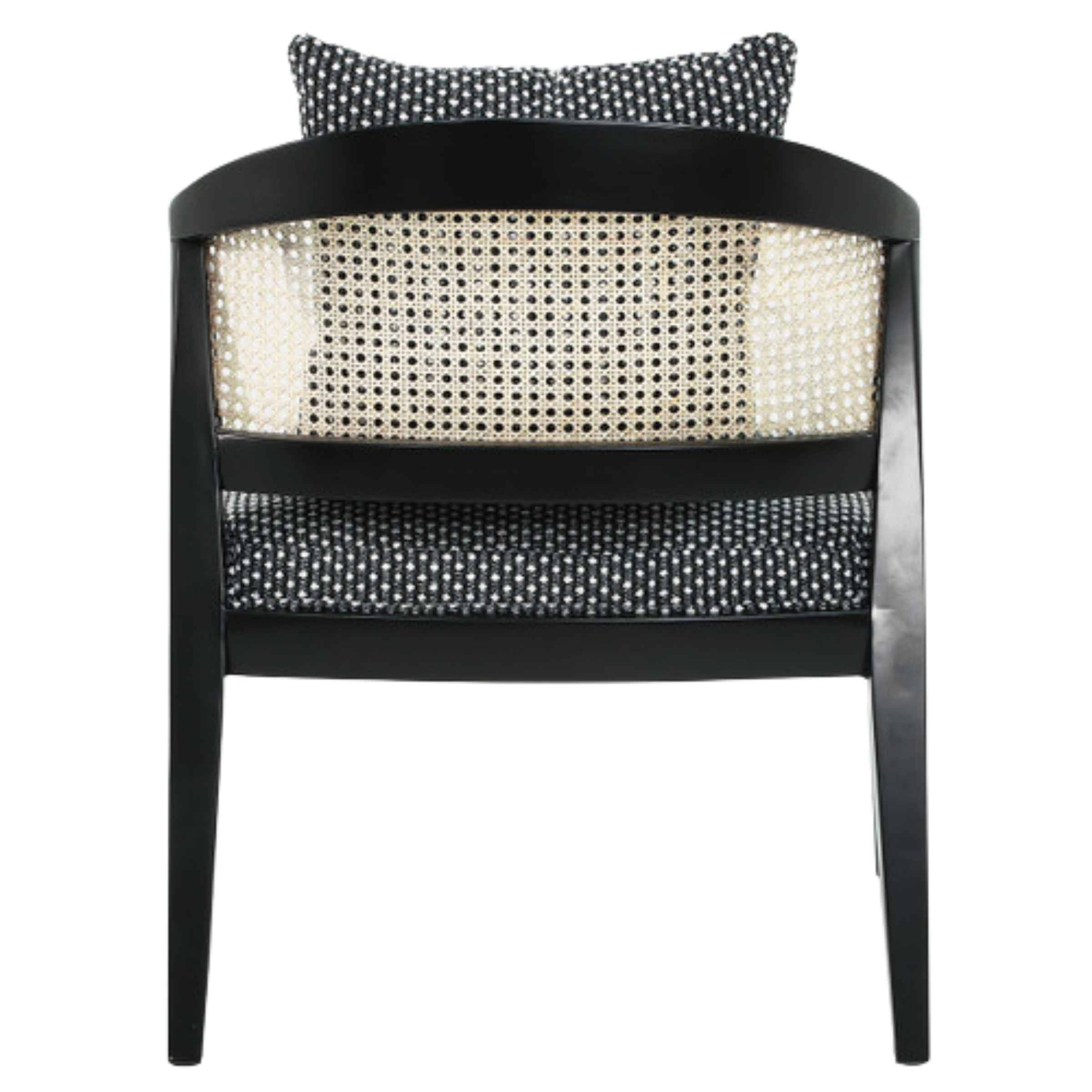 Woven Back Wooden Textured Black Accent Chair - Black 16897 -  Armchairs | كرسي خشبي منسوج من الخلف باللون الأسود - أسود - ebarza Furniture UAE | Shop Modern Furniture in Abu Dhabi & Dubai - مفروشات ايبازرا في الامارات | تسوق اثاث عصري وديكورات مميزة في دبي وابوظبي