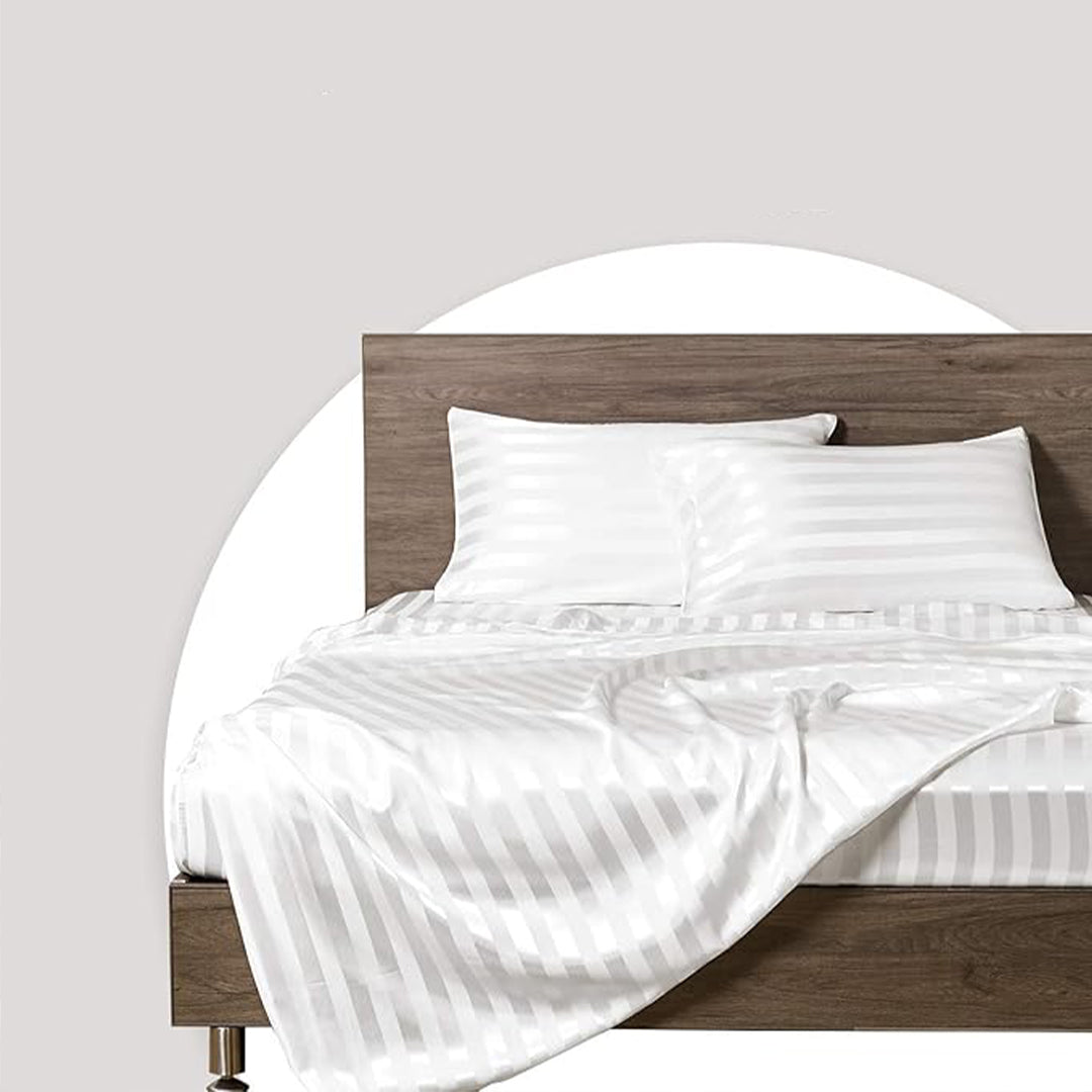 White Natural Bamboo Double Bedding Set  - SRK 240TC -  Bedding - ebarza Furniture UAE | Shop Modern Furniture in Abu Dhabi & Dubai - مفروشات ايبازرا في الامارات | تسوق اثاث عصري وديكورات مميزة في دبي وابوظبي