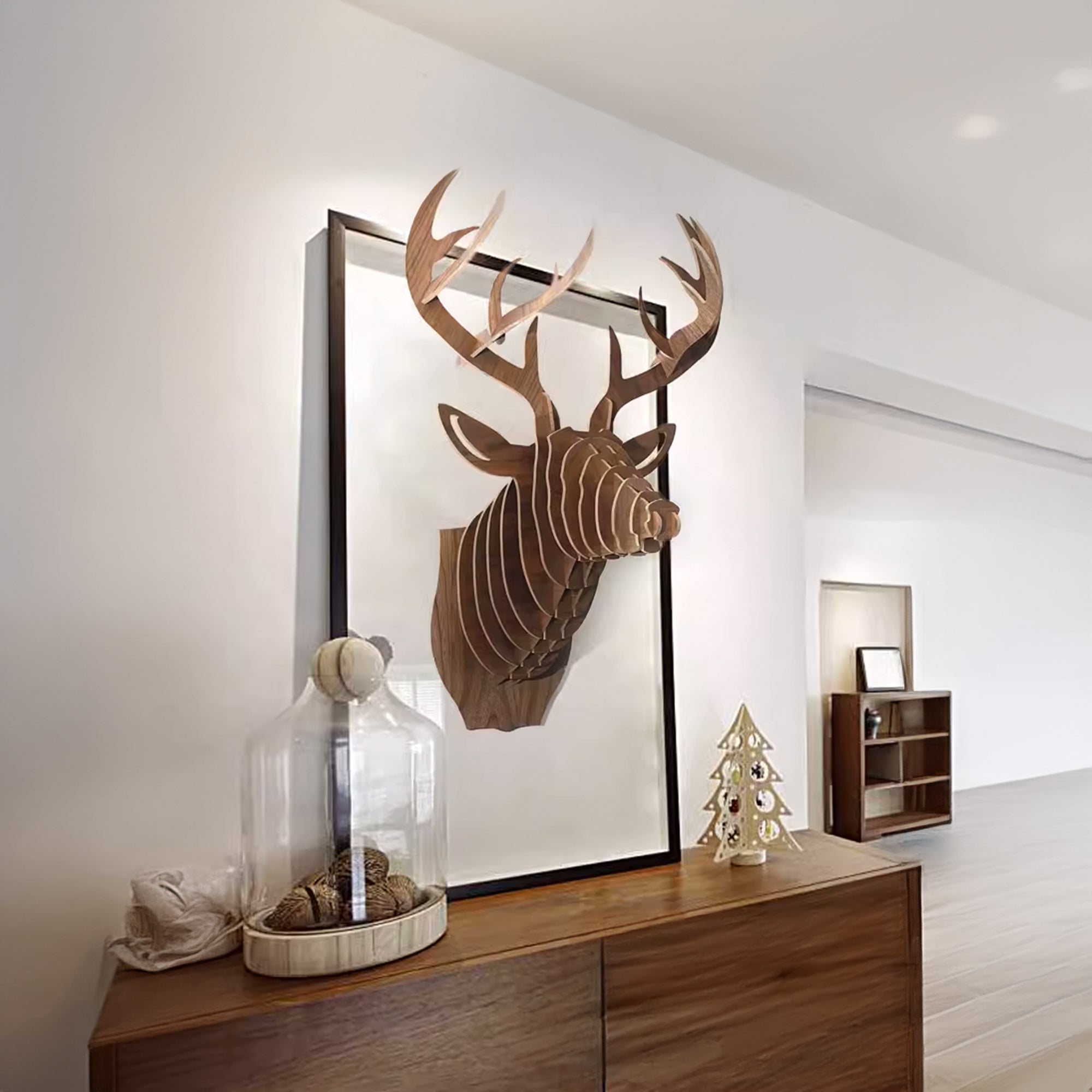 Art Home Deer Wall Decoration Wood Crafts (Small) Wdp001Sw -  Shelves - ebarza Furniture UAE | Shop Modern Furniture in Abu Dhabi & Dubai - مفروشات ايبازرا في الامارات | تسوق اثاث عصري وديكورات مميزة في دبي وابوظبي