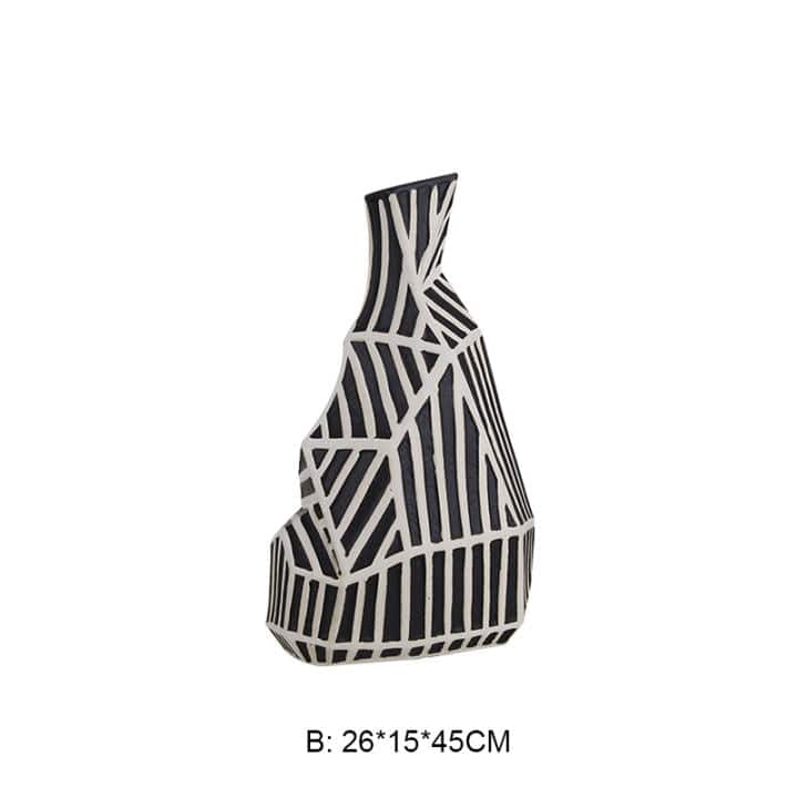 Zebra Hand Grinding Vase -B Fa-D21045B -  Vases | مزهرية طحن يدوية على لون حمار وحشي - ebarza Furniture UAE | Shop Modern Furniture in Abu Dhabi & Dubai - مفروشات ايبازرا في الامارات | تسوق اثاث عصري وديكورات مميزة في دبي وابوظبي