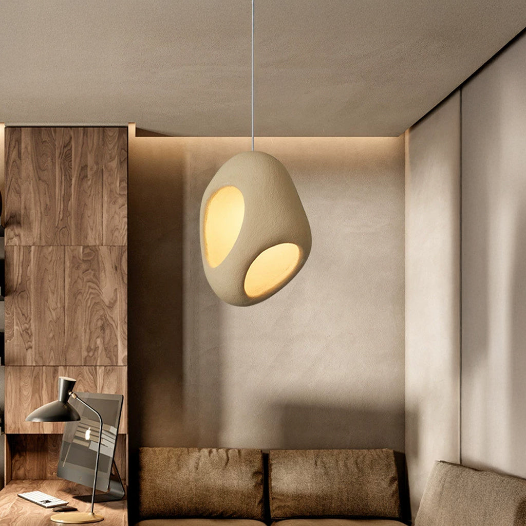 Wabi Sabi Resin Pendant Light HTD-IP1386012 D40*H60cm Beige -  Pendant Lamps - ebarza Furniture UAE | Shop Modern Furniture in Abu Dhabi & Dubai - مفروشات ايبازرا في الامارات | تسوق اثاث عصري وديكورات مميزة في دبي وابوظبي