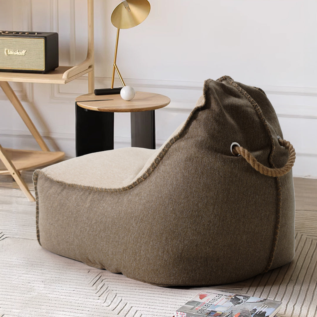 Olefin Beige Sunproof 100%  Bean Bag  with ottoman  323-BB /  296-BB