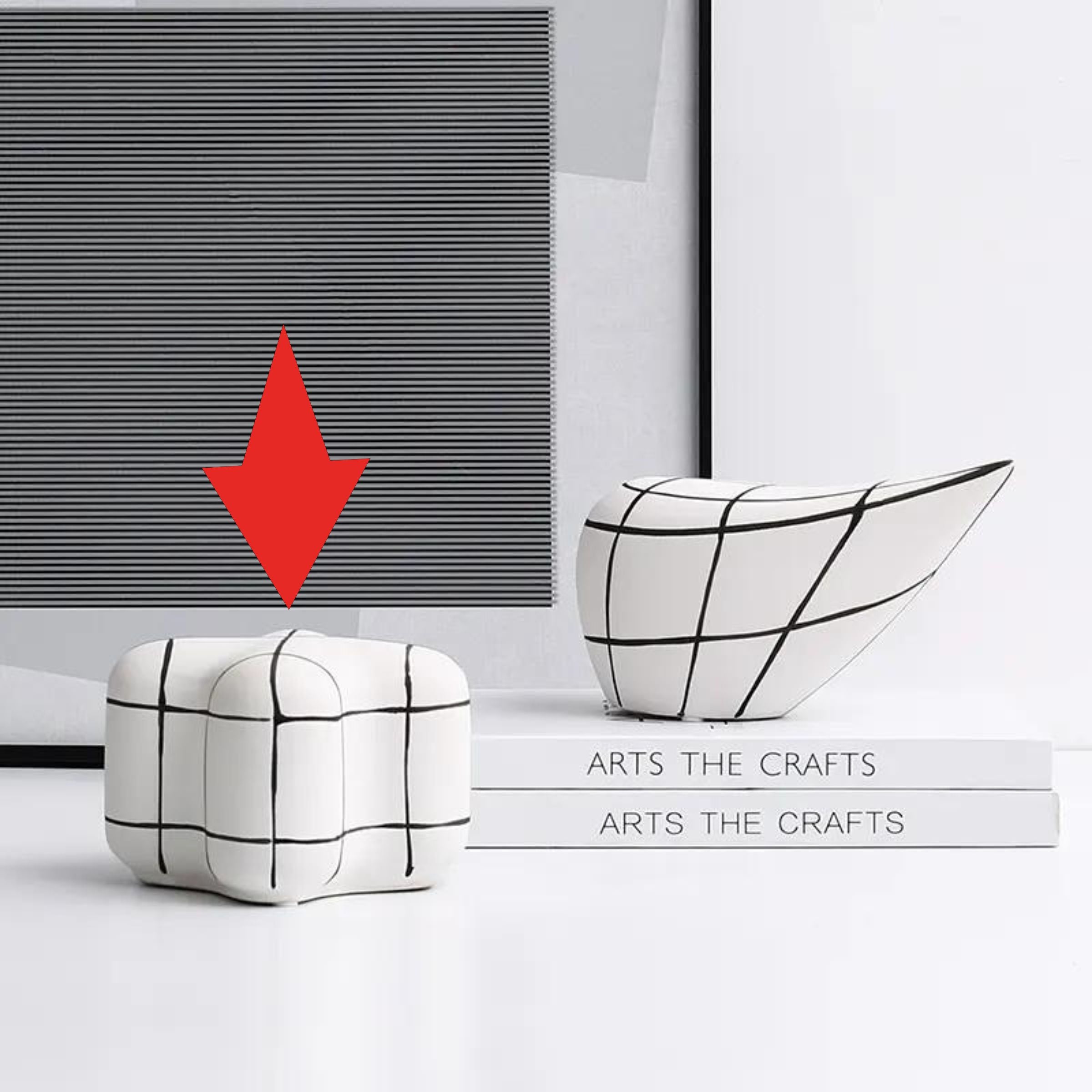 White Line Square Ornament-B Fa-D21097B -  Home Decor Figurines | ديكور مربعة الخط الأبيض - ebarza Furniture UAE | Shop Modern Furniture in Abu Dhabi & Dubai - مفروشات ايبازرا في الامارات | تسوق اثاث عصري وديكورات مميزة في دبي وابوظبي