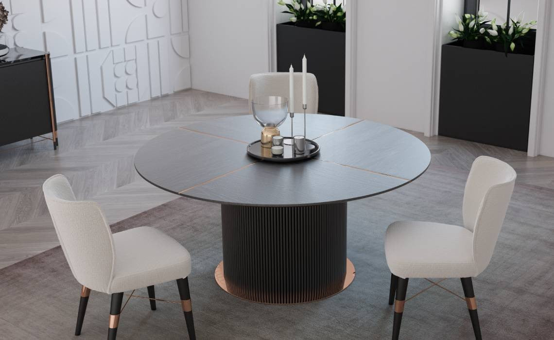 Dali Round Dining Table Dali-D160 -  Dining Tables | طاولة طعام مستديرة دالي - ebarza Furniture UAE | Shop Modern Furniture in Abu Dhabi & Dubai - مفروشات ايبازرا في الامارات | تسوق اثاث عصري وديكورات مميزة في دبي وابوظبي