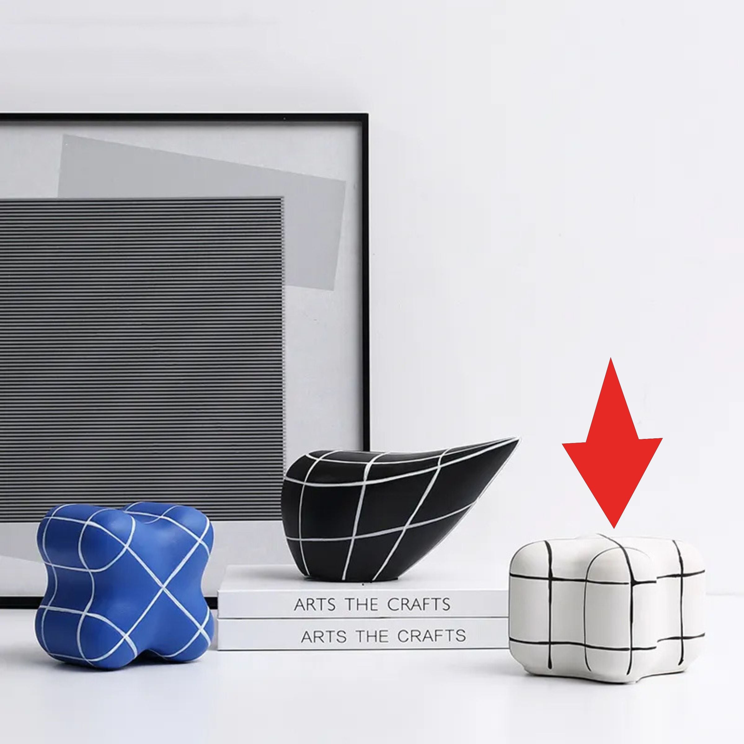 White Line Square Ornament-B Fa-D21097B -  Home Decor Figurines | ديكور مربعة الخط الأبيض - ebarza Furniture UAE | Shop Modern Furniture in Abu Dhabi & Dubai - مفروشات ايبازرا في الامارات | تسوق اثاث عصري وديكورات مميزة في دبي وابوظبي