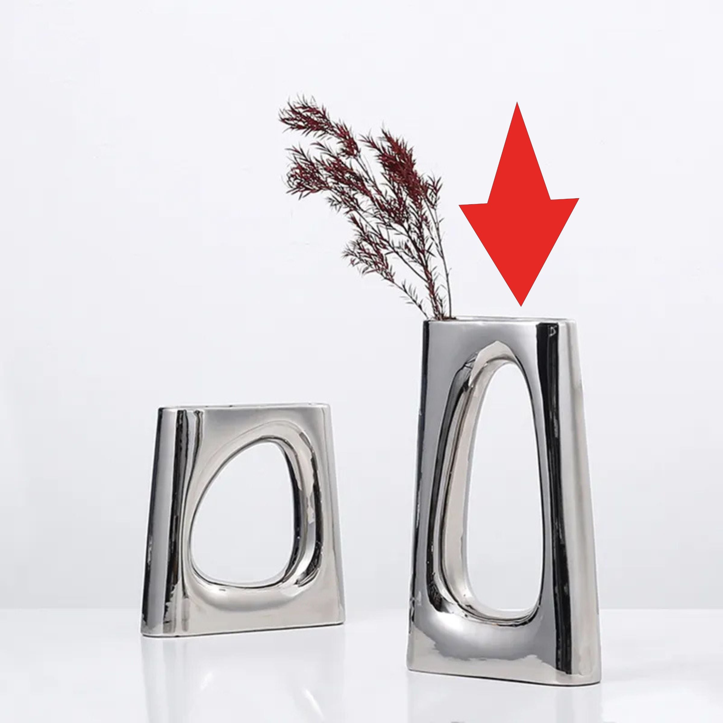 Silver Ceramic Vase - Tall Fa-D22070A -  Vases | مزهرية سيراميك فضي - طويل - ebarza Furniture UAE | Shop Modern Furniture in Abu Dhabi & Dubai - مفروشات ايبازرا في الامارات | تسوق اثاث عصري وديكورات مميزة في دبي وابوظبي