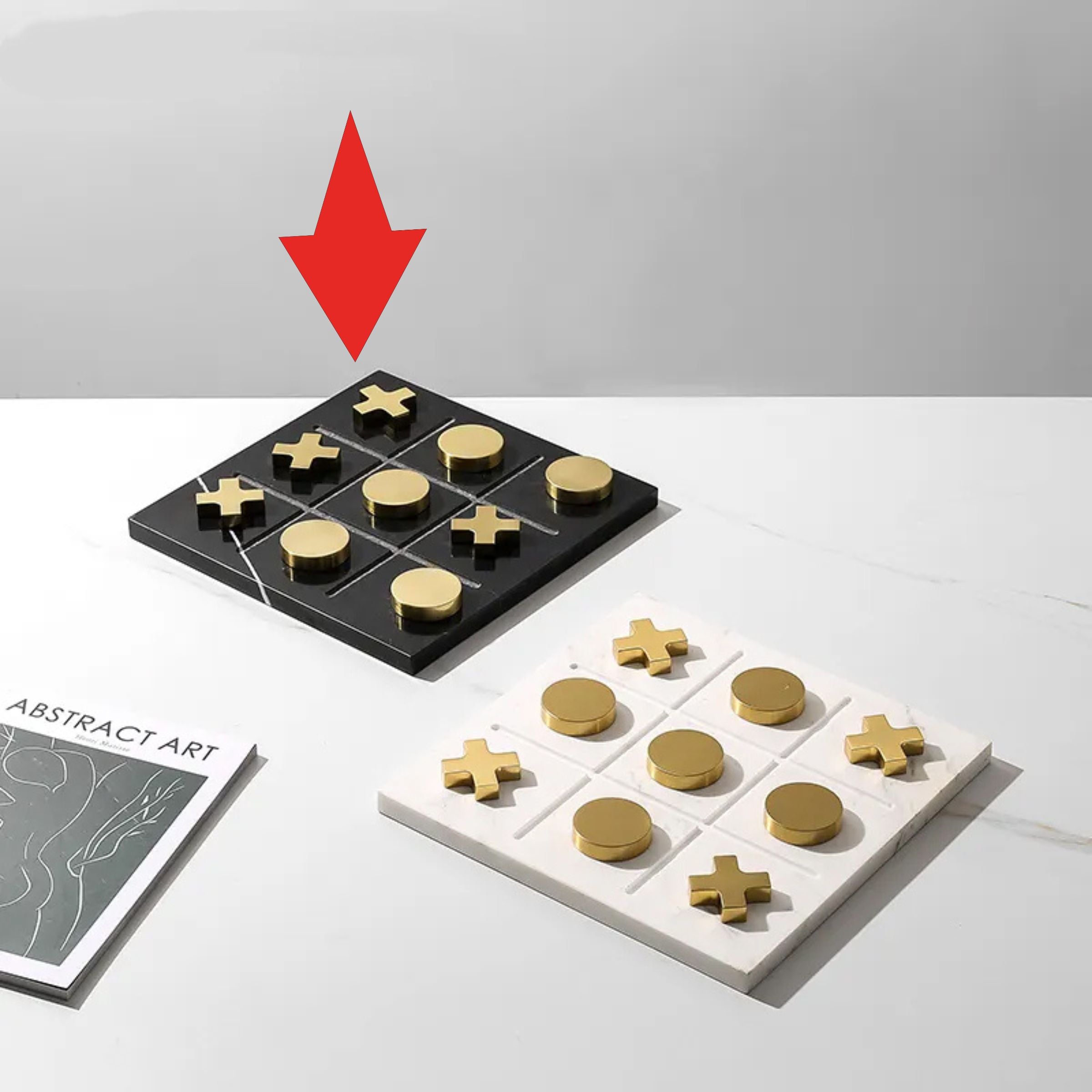 Black Marble Board Game With Gold Stainless Steel Pieces Fc-W2108A -  Home Decor Figurines | لعبة لوح الرخام الأسود مع قطع ذهبية من الفولاذ المقاوم للصدأ - ebarza Furniture UAE | Shop Modern Furniture in Abu Dhabi & Dubai - مفروشات ايبازرا في الامارات | تسوق اثاث عصري وديكورات مميزة في دبي وابوظبي