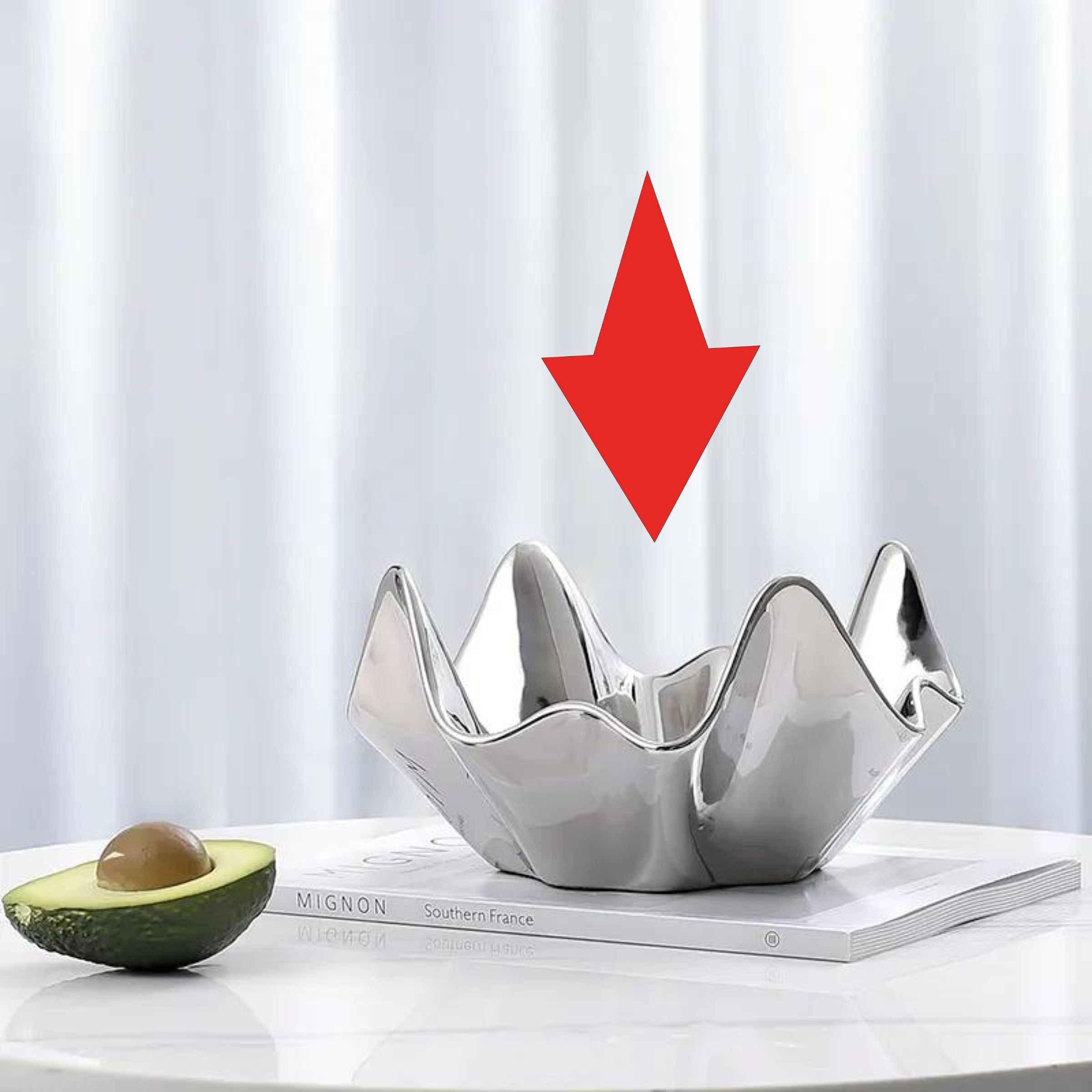 Silver Ceramic Decorative Bowl Fa-D22046 -  Bowls | وعاء ديكور سيراميك فضي - ebarza Furniture UAE | Shop Modern Furniture in Abu Dhabi & Dubai - مفروشات ايبازرا في الامارات | تسوق اثاث عصري وديكورات مميزة في دبي وابوظبي