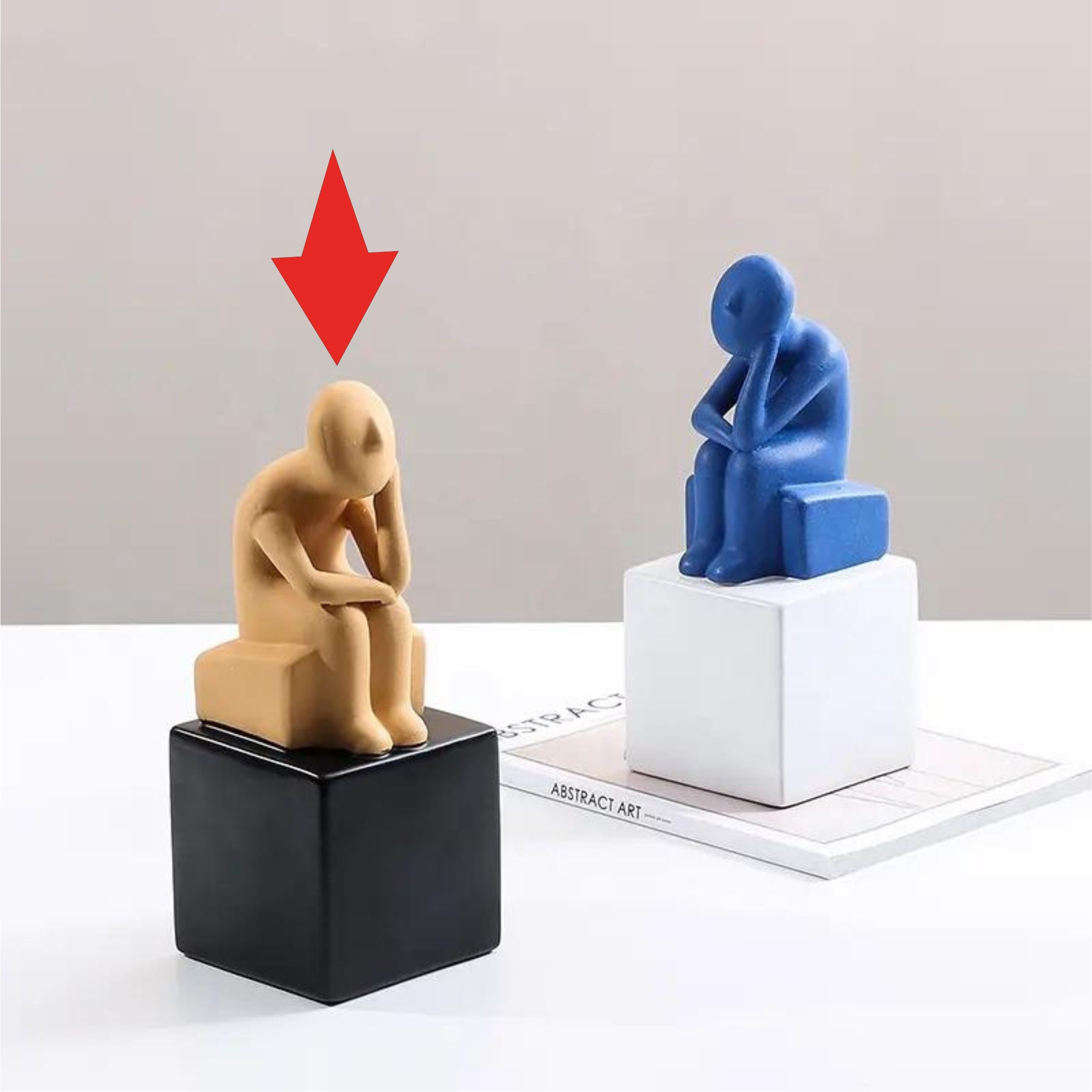 Thinking Man - Yellow  Fd-D22015 -  Home Decor Figurines | تفكير الرجل - أصفر - ebarza Furniture UAE | Shop Modern Furniture in Abu Dhabi & Dubai - مفروشات ايبازرا في الامارات | تسوق اثاث عصري وديكورات مميزة في دبي وابوظبي