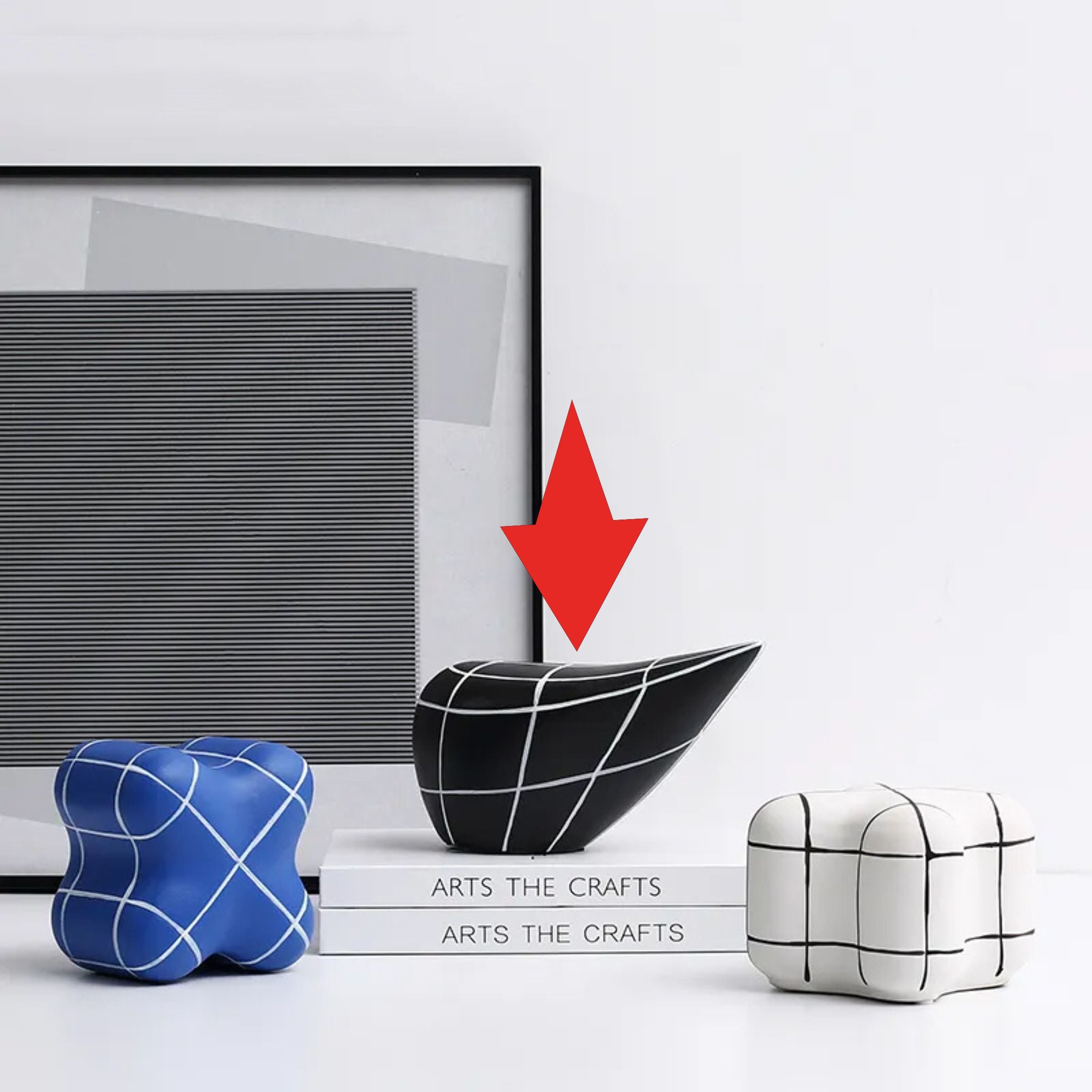 Black Line Geometry Ornament-B Fa-D21098B -  Home Decor Figurines | ديكور هندسي أسود بالخط الابيض - ebarza Furniture UAE | Shop Modern Furniture in Abu Dhabi & Dubai - مفروشات ايبازرا في الامارات | تسوق اثاث عصري وديكورات مميزة في دبي وابوظبي