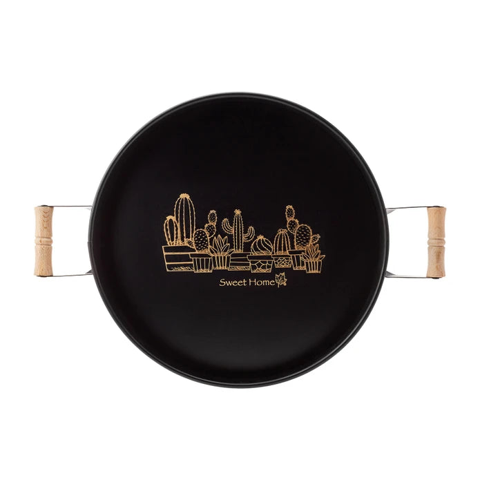 Karaca Country Round Black Tray 29 cm 153.03.06.8560 -  Trays | صينية كونتري دائرية سوداء من كاراجا 29 سم - ebarza Furniture UAE | Shop Modern Furniture in Abu Dhabi & Dubai - مفروشات ايبازرا في الامارات | تسوق اثاث عصري وديكورات مميزة في دبي وابوظبي