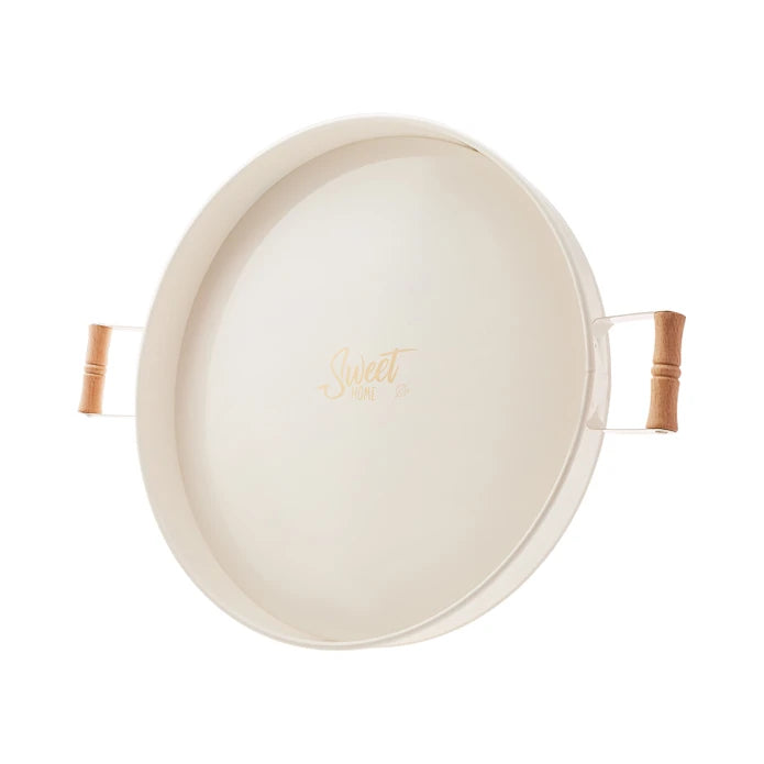 Karaca Country Round Cream Tray 37 cm 153.03.06.8561 -  Trays | صينية كريمة كونتري دائرية من كاراجا 37 سم - ebarza Furniture UAE | Shop Modern Furniture in Abu Dhabi & Dubai - مفروشات ايبازرا في الامارات | تسوق اثاث عصري وديكورات مميزة في دبي وابوظبي