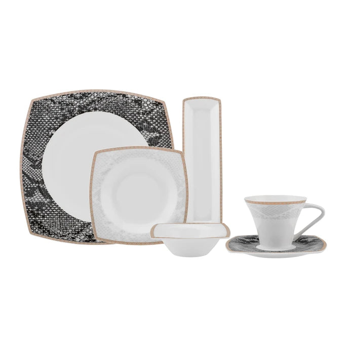 Karaca Fine Pearl Şahmeran 26 Pieces Square Breakfast Set For 6 Persons 153.03.08.2624 -  Dinnerware Sets | كاراجا اللؤلؤة الجميلة شاهمران طقم فطور 26 قطعة مربع تكفي 6 أشخاص - ebarza Furniture UAE | Shop Modern Furniture in Abu Dhabi & Dubai - مفروشات ايبازرا في الامارات | تسوق اثاث عصري وديكورات مميزة في دبي وابوظبي