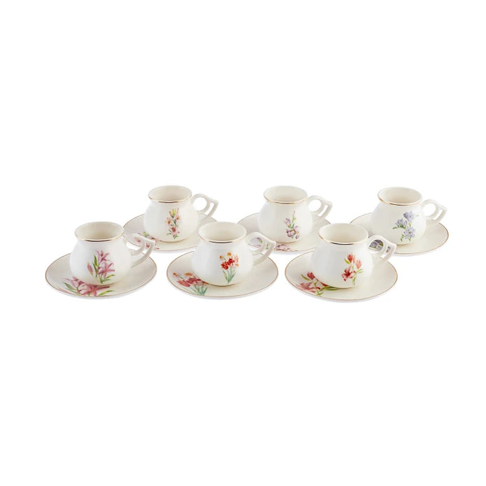 Karaca Botanic Set of 6 Coffee Cups 80 ml 153.03.06.9949 -  Coffee Sets | طقم 6 فناجين قهوة من كاراجا بوتانيك 80 مل - ebarza Furniture UAE | Shop Modern Furniture in Abu Dhabi & Dubai - مفروشات ايبازرا في الامارات | تسوق اثاث عصري وديكورات مميزة في دبي وابوظبي