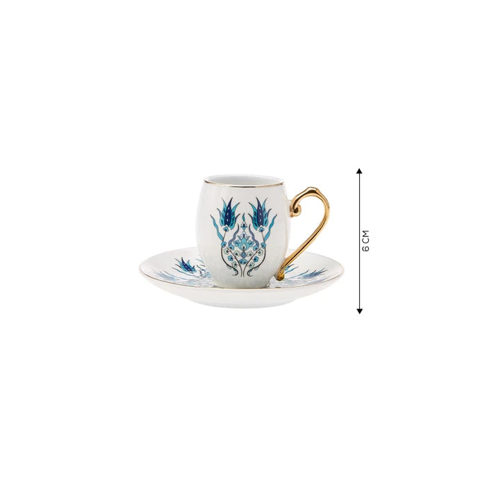 İznik Set Of 6 Coffee Cup And Plates   153.01.05.4275 -  Coffee Sets - ebarza Furniture UAE | Shop Modern Furniture in Abu Dhabi & Dubai - مفروشات ايبازرا في الامارات | تسوق اثاث عصري وديكورات مميزة في دبي وابوظبي