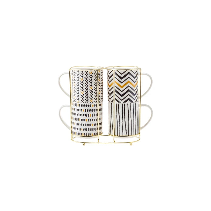 Karaca Nomar 5 Piece Stand Porcelain Mug / Mug Set 153.03.07.7746 -  Mugs | طقم أكواب / أكواب بورسلين مكون من 5 قطع من كاراجا - ebarza Furniture UAE | Shop Modern Furniture in Abu Dhabi & Dubai - مفروشات ايبازرا في الامارات | تسوق اثاث عصري وديكورات مميزة في دبي وابوظبي