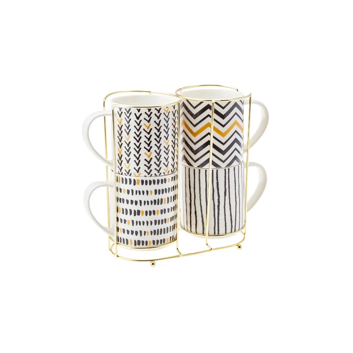 Karaca Nomar 5 Piece Stand Porcelain Mug / Mug Set 153.03.07.7746 -  Mugs | طقم أكواب / أكواب بورسلين مكون من 5 قطع من كاراجا - ebarza Furniture UAE | Shop Modern Furniture in Abu Dhabi & Dubai - مفروشات ايبازرا في الامارات | تسوق اثاث عصري وديكورات مميزة في دبي وابوظبي