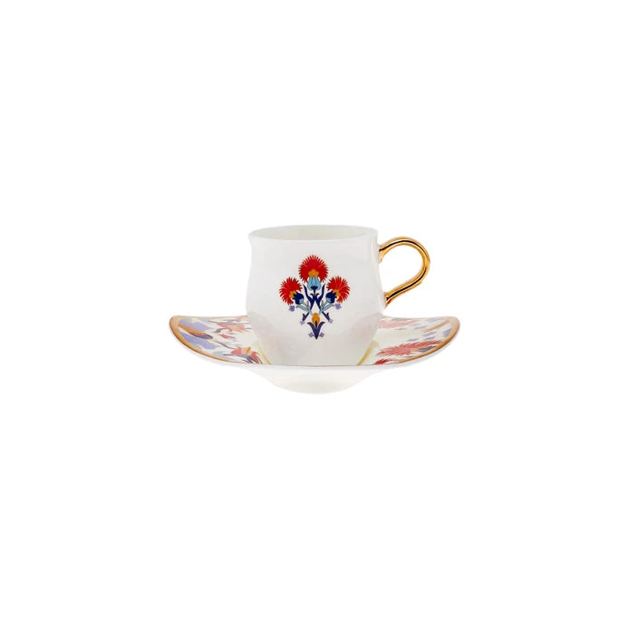 Karaca Lale Hatun Set Of 4 Coffee Cups 153.03.07.8716 -  Coffee Sets | طقم كاراجا لالي هاتون مكون من 4 فناجين قهوة - ebarza Furniture UAE | Shop Modern Furniture in Abu Dhabi & Dubai - مفروشات ايبازرا في الامارات | تسوق اثاث عصري وديكورات مميزة في دبي وابوظبي