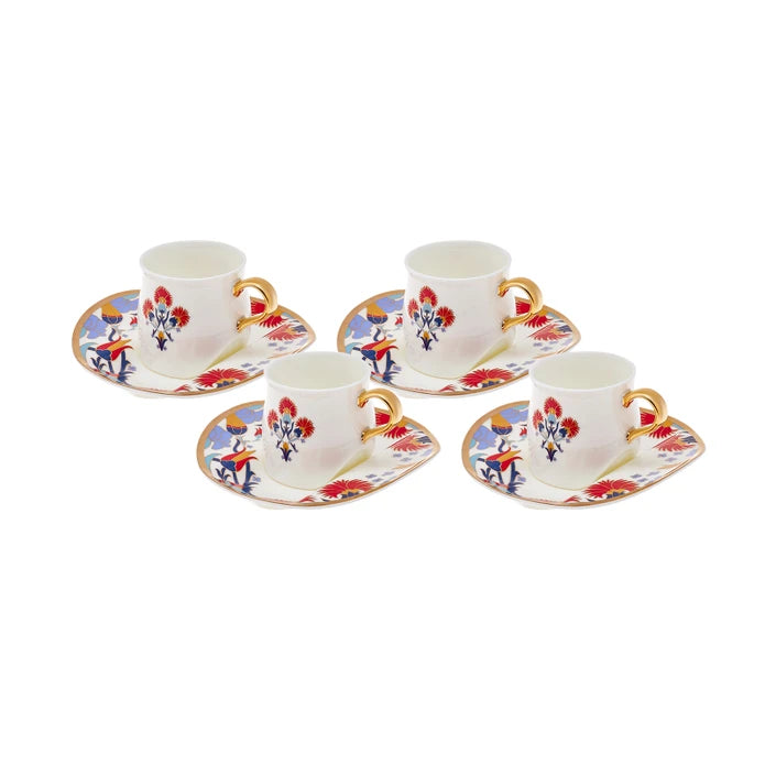 Karaca Lale Hatun Set Of 4 Coffee Cups 153.03.07.8716 -  Coffee Sets | طقم كاراجا لالي هاتون مكون من 4 فناجين قهوة - ebarza Furniture UAE | Shop Modern Furniture in Abu Dhabi & Dubai - مفروشات ايبازرا في الامارات | تسوق اثاث عصري وديكورات مميزة في دبي وابوظبي