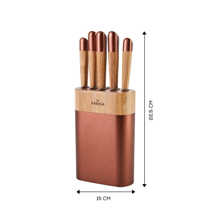 Karaca Maple Rosegold 6 Piece Knife Set 153.03.06.1454 -  Kitchen Knives | طقم سكاكين كاراجا قيقب روز جولد 6 قطع - ebarza Furniture UAE | Shop Modern Furniture in Abu Dhabi & Dubai - مفروشات ايبازرا في الامارات | تسوق اثاث عصري وديكورات مميزة في دبي وابوظبي