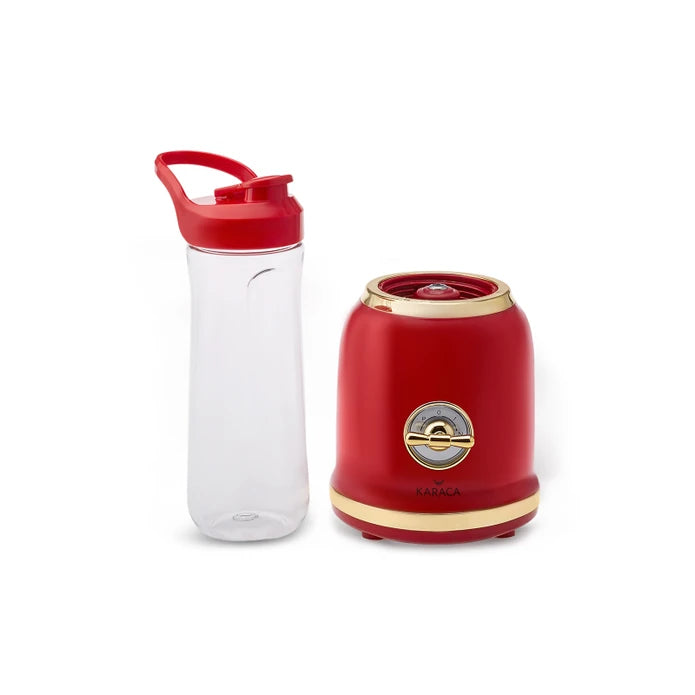 Karaca Retro Personal Personal Smoothie Blender Red 153.03.06.2448 -  Kitchen Appliances | خلاط عصير كاراجا ريترو الشخصي باللون الأحمر - ebarza Furniture UAE | Shop Modern Furniture in Abu Dhabi & Dubai - مفروشات ايبازرا في الامارات | تسوق اثاث عصري وديكورات مميزة في دبي وابوظبي