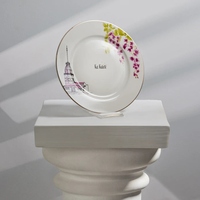 Karaca Redbud Maiden'S Tower Cake Plate 153.03.06.4969 -  Plates | طبق كعكة برج كاراجا ريدبد مايدن - ebarza Furniture UAE | Shop Modern Furniture in Abu Dhabi & Dubai - مفروشات ايبازرا في الامارات | تسوق اثاث عصري وديكورات مميزة في دبي وابوظبي