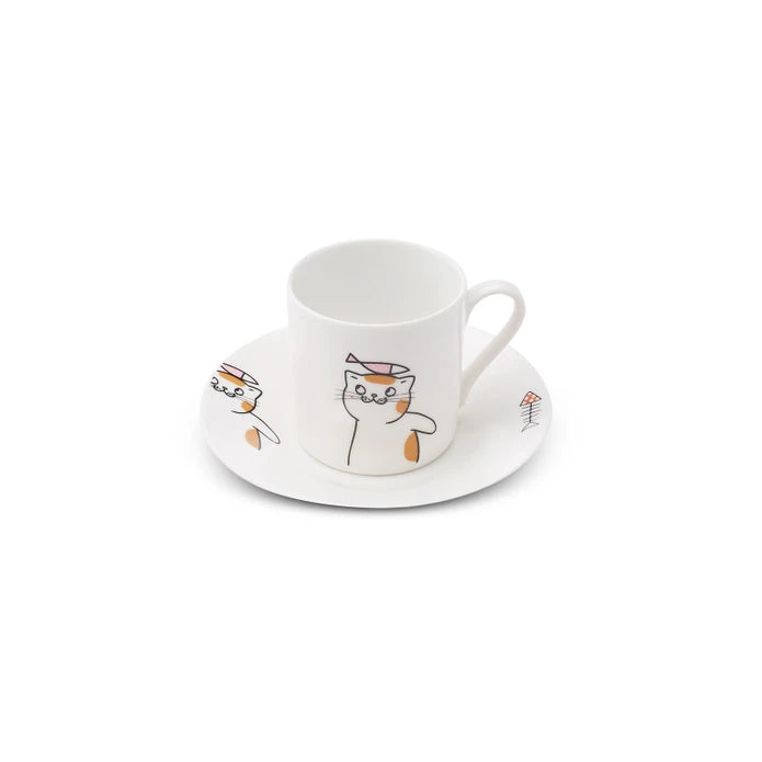 Karaca Cat Set of 6 Coffee Cups 80 ml 153.03.06.8115 -  Coffee Sets | طقم 6 فناجين قهوة كاراجا كات 80 مل - ebarza Furniture UAE | Shop Modern Furniture in Abu Dhabi & Dubai - مفروشات ايبازرا في الامارات | تسوق اثاث عصري وديكورات مميزة في دبي وابوظبي