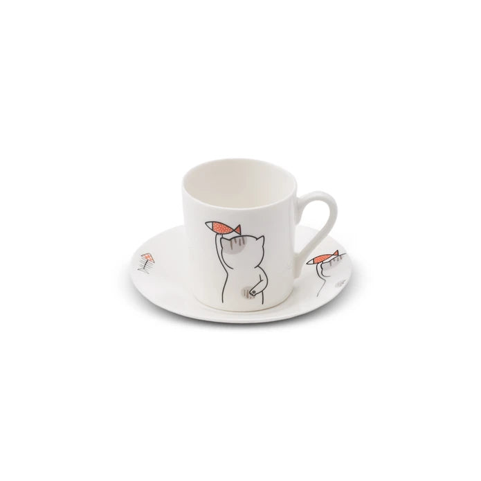 Karaca Cat Set of 6 Coffee Cups 80 ml 153.03.06.8115 -  Coffee Sets | طقم 6 فناجين قهوة كاراجا كات 80 مل - ebarza Furniture UAE | Shop Modern Furniture in Abu Dhabi & Dubai - مفروشات ايبازرا في الامارات | تسوق اثاث عصري وديكورات مميزة في دبي وابوظبي