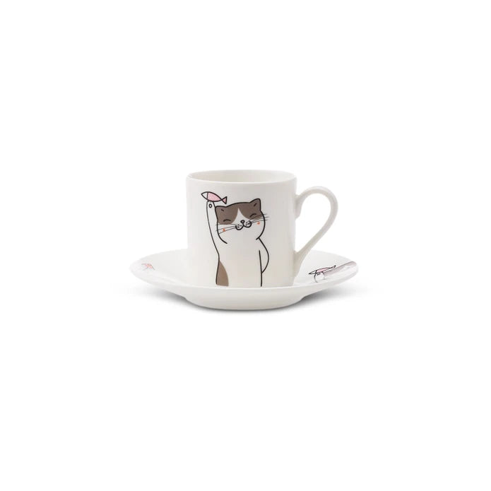 Karaca Cat Set of 6 Coffee Cups 80 ml 153.03.06.8115 -  Coffee Sets | طقم 6 فناجين قهوة كاراجا كات 80 مل - ebarza Furniture UAE | Shop Modern Furniture in Abu Dhabi & Dubai - مفروشات ايبازرا في الامارات | تسوق اثاث عصري وديكورات مميزة في دبي وابوظبي