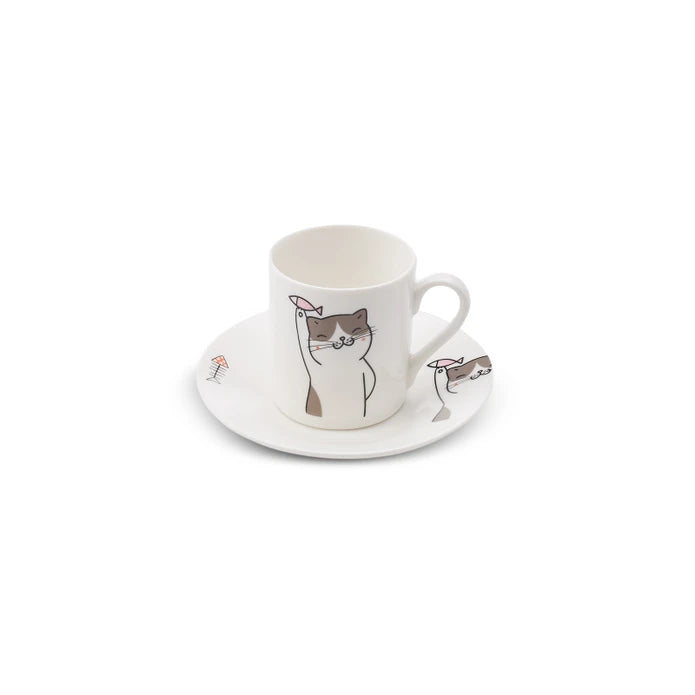 Karaca Cat Set of 6 Coffee Cups 80 ml 153.03.06.8115 -  Coffee Sets | طقم 6 فناجين قهوة كاراجا كات 80 مل - ebarza Furniture UAE | Shop Modern Furniture in Abu Dhabi & Dubai - مفروشات ايبازرا في الامارات | تسوق اثاث عصري وديكورات مميزة في دبي وابوظبي