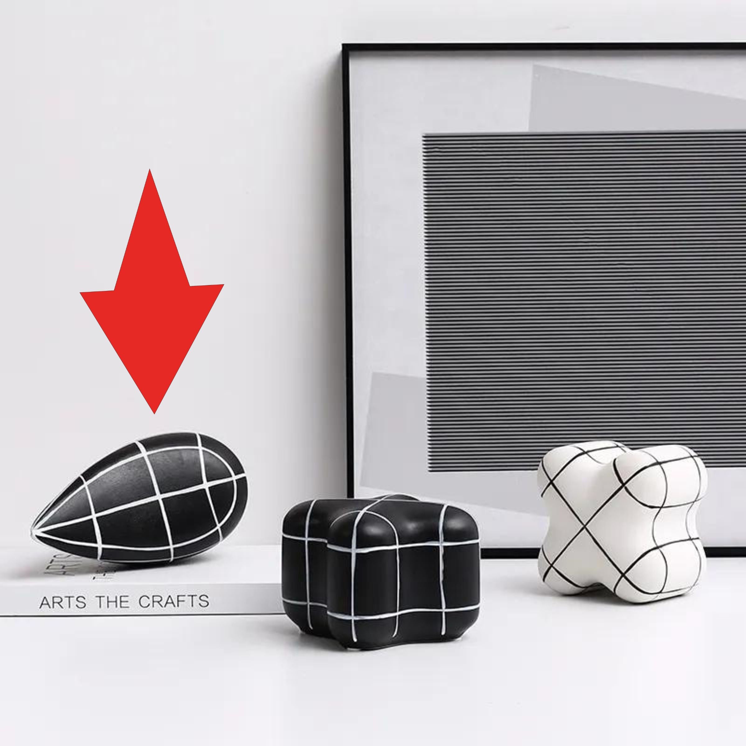 Black Line Geometry Ornament-B Fa-D21098B -  Home Decor Figurines | ديكور هندسي أسود بالخط الابيض - ebarza Furniture UAE | Shop Modern Furniture in Abu Dhabi & Dubai - مفروشات ايبازرا في الامارات | تسوق اثاث عصري وديكورات مميزة في دبي وابوظبي