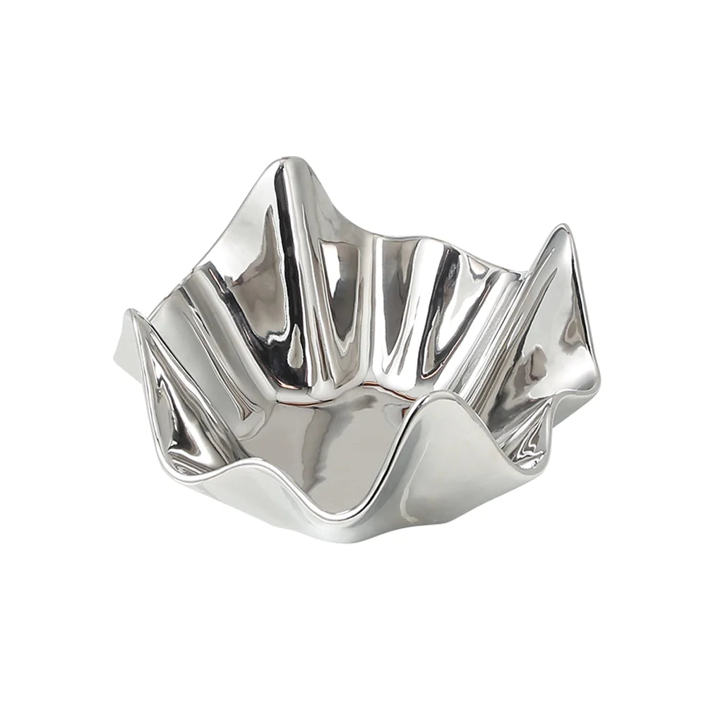 Silver Ceramic Decorative Bowl Fa-D22046 -  Bowls | وعاء ديكور سيراميك فضي - ebarza Furniture UAE | Shop Modern Furniture in Abu Dhabi & Dubai - مفروشات ايبازرا في الامارات | تسوق اثاث عصري وديكورات مميزة في دبي وابوظبي