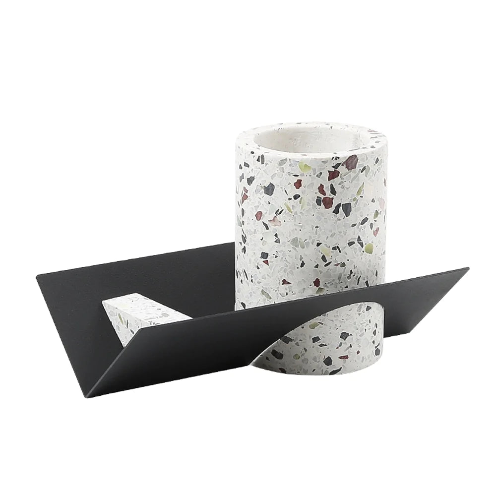 Terrazzo Vase With Metal Stand  Fc-T2203 -  Vases | مزهرية تيرازو مع قاعدة معدنية - ebarza Furniture UAE | Shop Modern Furniture in Abu Dhabi & Dubai - مفروشات ايبازرا في الامارات | تسوق اثاث عصري وديكورات مميزة في دبي وابوظبي