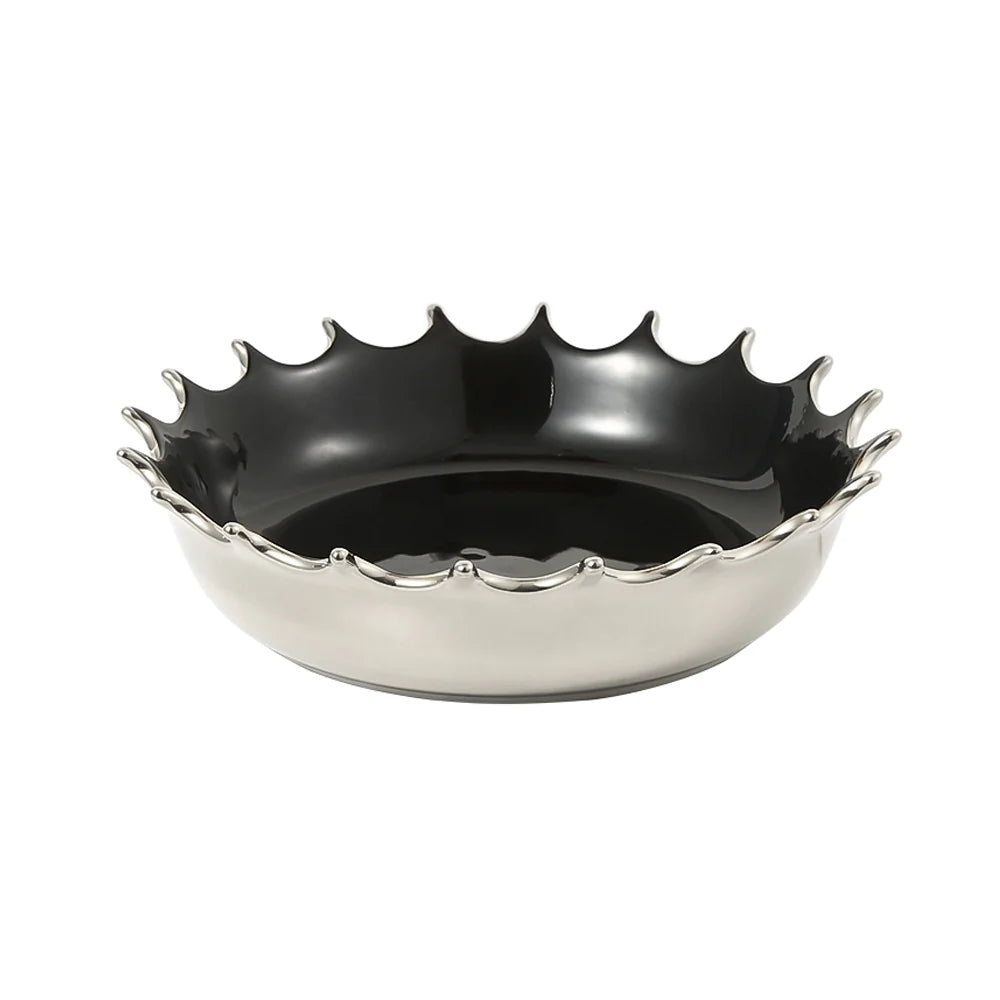 Chrome Look Ceramic Decorative Bowl FD-D22147 -  Bowls | وعاء ديكور سيراميك من الكروم - ebarza Furniture UAE | Shop Modern Furniture in Abu Dhabi & Dubai - مفروشات ايبازرا في الامارات | تسوق اثاث عصري وديكورات مميزة في دبي وابوظبي