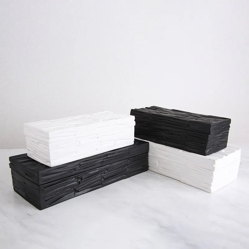 White Resin Decorative Box-A Fc-Sz2022A -  Decorative Boxes | صندوق ديكور من الراتينج الأبيض - ebarza Furniture UAE | Shop Modern Furniture in Abu Dhabi & Dubai - مفروشات ايبازرا في الامارات | تسوق اثاث عصري وديكورات مميزة في دبي وابوظبي