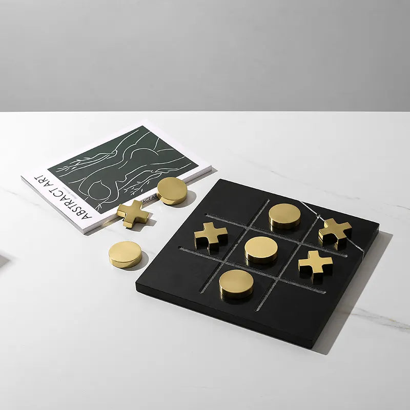 Black Marble Board Game With Gold Stainless Steel Pieces Fc-W2108A -  Home Decor Figurines | لعبة لوح الرخام الأسود مع قطع ذهبية من الفولاذ المقاوم للصدأ - ebarza Furniture UAE | Shop Modern Furniture in Abu Dhabi & Dubai - مفروشات ايبازرا في الامارات | تسوق اثاث عصري وديكورات مميزة في دبي وابوظبي