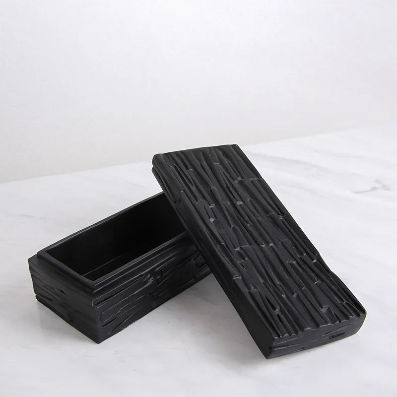 Black Resin Decorative Box-B Fc-Sz2023B -  Decorative Boxes | صندوق ديكور من الراتينج الأسود - ebarza Furniture UAE | Shop Modern Furniture in Abu Dhabi & Dubai - مفروشات ايبازرا في الامارات | تسوق اثاث عصري وديكورات مميزة في دبي وابوظبي