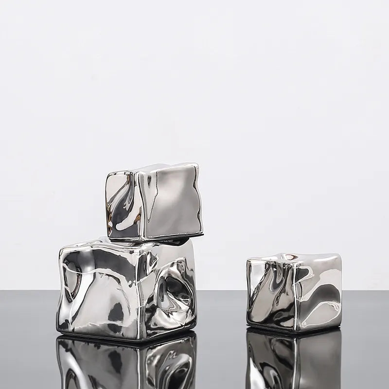 Silver Special Shaped Square -A Fa-D21111A -  Home Decor Figurines | ديكور مربع فضي على شكل خاص - ebarza Furniture UAE | Shop Modern Furniture in Abu Dhabi & Dubai - مفروشات ايبازرا في الامارات | تسوق اثاث عصري وديكورات مميزة في دبي وابوظبي