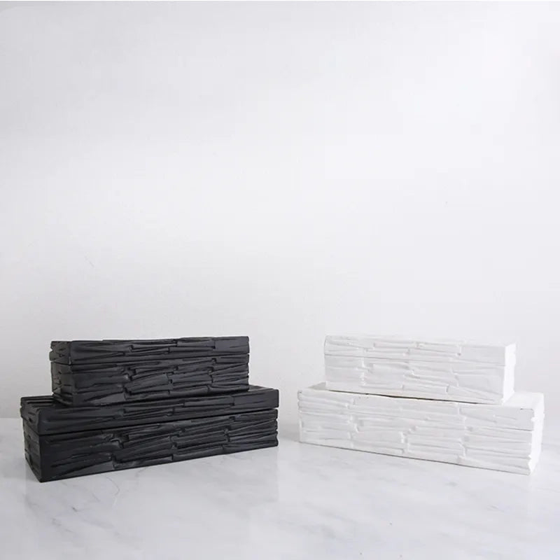 White Resin Decorative Box-B Fc-Sz2022B -  Decorative Boxes | صندوق ديكور من الراتينج الأبيض - ebarza Furniture UAE | Shop Modern Furniture in Abu Dhabi & Dubai - مفروشات ايبازرا في الامارات | تسوق اثاث عصري وديكورات مميزة في دبي وابوظبي