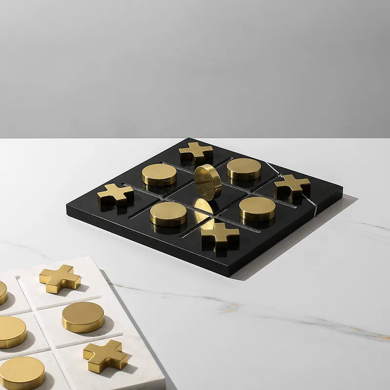 Black Marble Board Game With Gold Stainless Steel Pieces Fc-W2108A -  Home Decor Figurines | لعبة لوح الرخام الأسود مع قطع ذهبية من الفولاذ المقاوم للصدأ - ebarza Furniture UAE | Shop Modern Furniture in Abu Dhabi & Dubai - مفروشات ايبازرا في الامارات | تسوق اثاث عصري وديكورات مميزة في دبي وابوظبي