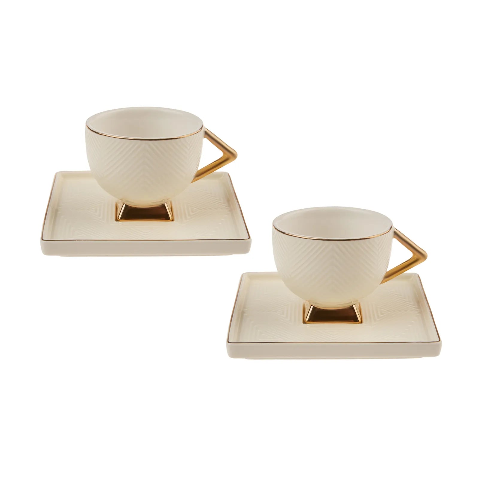 Karaca Art Deco Cream Set Of 2 Coffee Cups 90 Ml 153.03.06.4857 -  Coffee Sets | طقم فناجين قهوة آرت ديكو من كاراجا ، 90 مل - ebarza Furniture UAE | Shop Modern Furniture in Abu Dhabi & Dubai - مفروشات ايبازرا في الامارات | تسوق اثاث عصري وديكورات مميزة في دبي وابوظبي