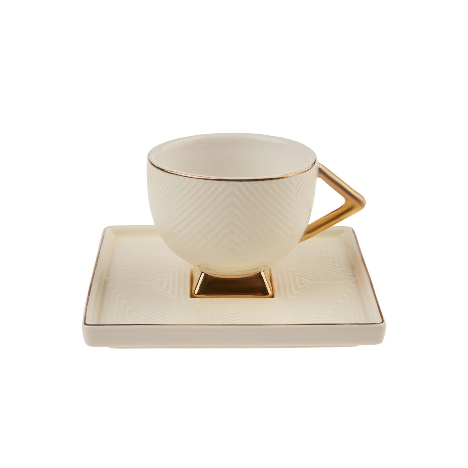 Karaca Art Deco Cream Set Of 2 Coffee Cups 90 Ml 153.03.06.4857 -  Coffee Sets | طقم فناجين قهوة آرت ديكو من كاراجا ، 90 مل - ebarza Furniture UAE | Shop Modern Furniture in Abu Dhabi & Dubai - مفروشات ايبازرا في الامارات | تسوق اثاث عصري وديكورات مميزة في دبي وابوظبي