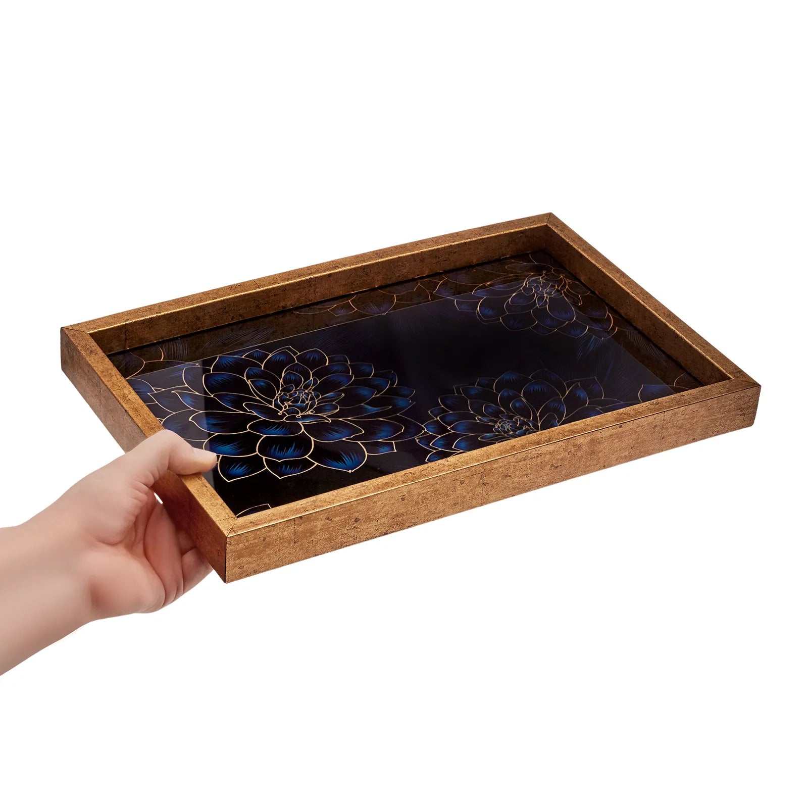 Karaca Home Deep Forest Tray Navy Blue 40X25 Cm 300.21.02.0442 -  Trays | صينية كاراجا هوم ديب فورست أزرق كحلي 40*25 سم - ebarza Furniture UAE | Shop Modern Furniture in Abu Dhabi & Dubai - مفروشات ايبازرا في الامارات | تسوق اثاث عصري وديكورات مميزة في دبي وابوظبي