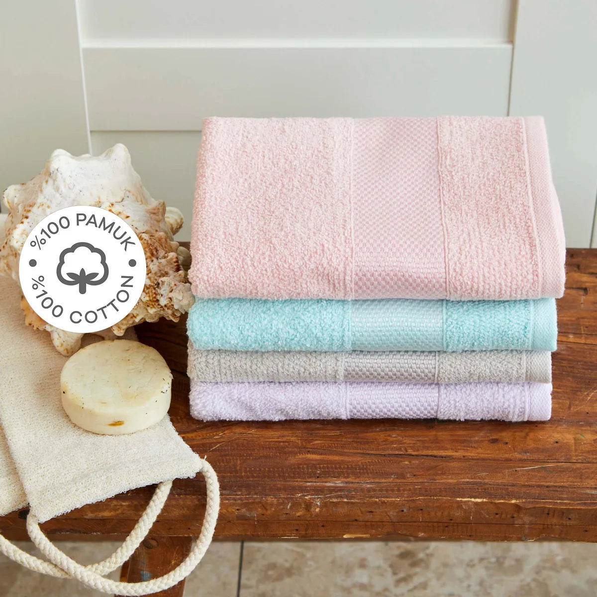 Karaca Home Elie Flos 100% Cotton 4 Piece Towel Set 50X90Cm 200.18.01.0778 -  Towels | كاراجا هوم طقم مناشف إيلي فلوس قطن 100٪ 4 قطع 50*90 سم - ebarza Furniture UAE | Shop Modern Furniture in Abu Dhabi & Dubai - مفروشات ايبازرا في الامارات | تسوق اثاث عصري وديكورات مميزة في دبي وابوظبي