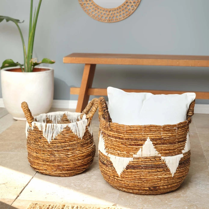 Karaca Home Lora Wicker Oval Basket 35 Cm 300.21.02.0122 -  Baskets | سلة خوص بيضاوية من كاراجا هوم 35 سم - ebarza Furniture UAE | Shop Modern Furniture in Abu Dhabi & Dubai - مفروشات ايبازرا في الامارات | تسوق اثاث عصري وديكورات مميزة في دبي وابوظبي