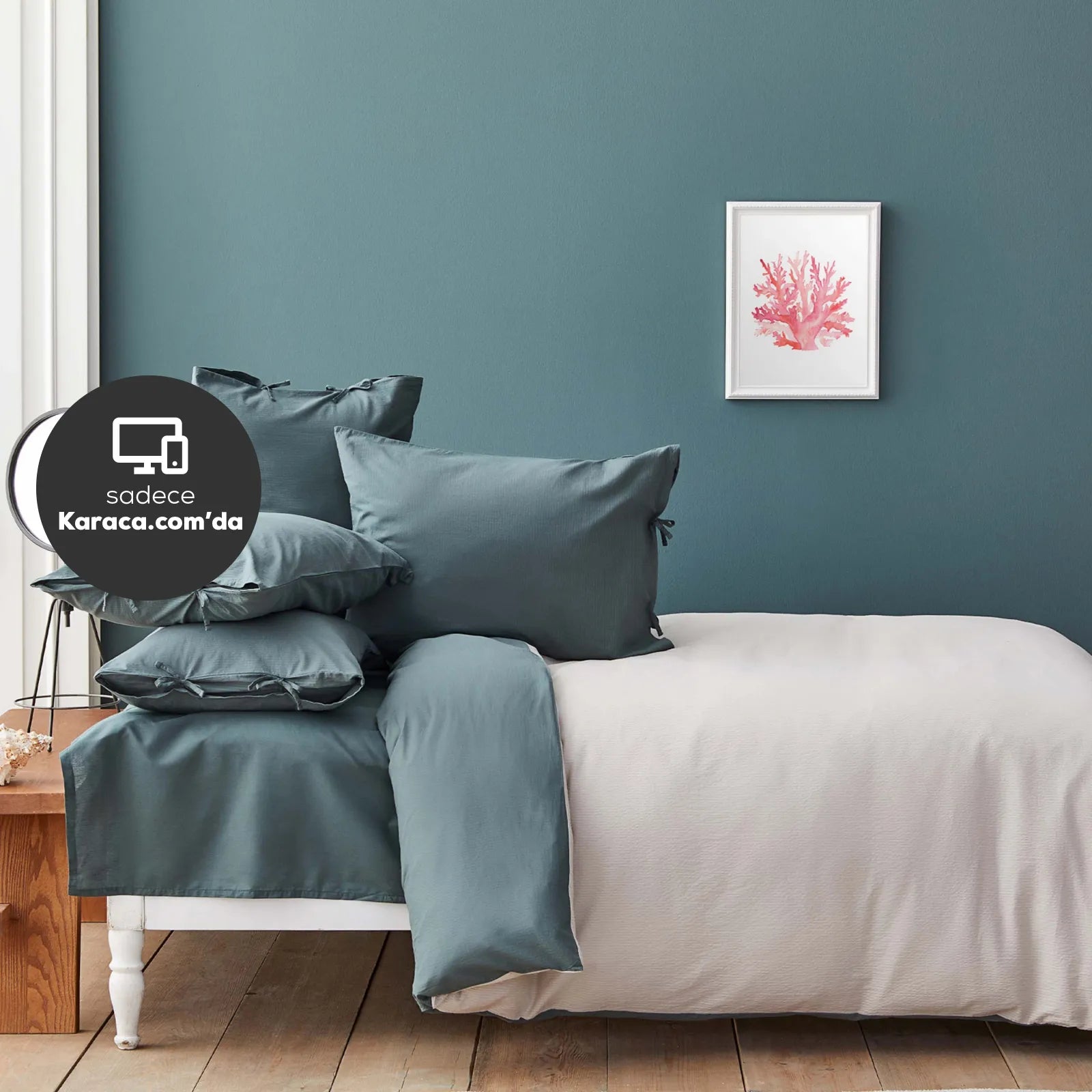 Karaca Nautica Home Pruva Green/Beige Double Sided Single Duvet Cover Set 180.01.01.0411 -  Bedding | كاراجا نوتيكا هوم بروفا طقم غطاء لحاف مزدوج الوجهين باللون الأخضر / البيج - ebarza Furniture UAE | Shop Modern Furniture in Abu Dhabi & Dubai - مفروشات ايبازرا في الامارات | تسوق اثاث عصري وديكورات مميزة في دبي وابوظبي