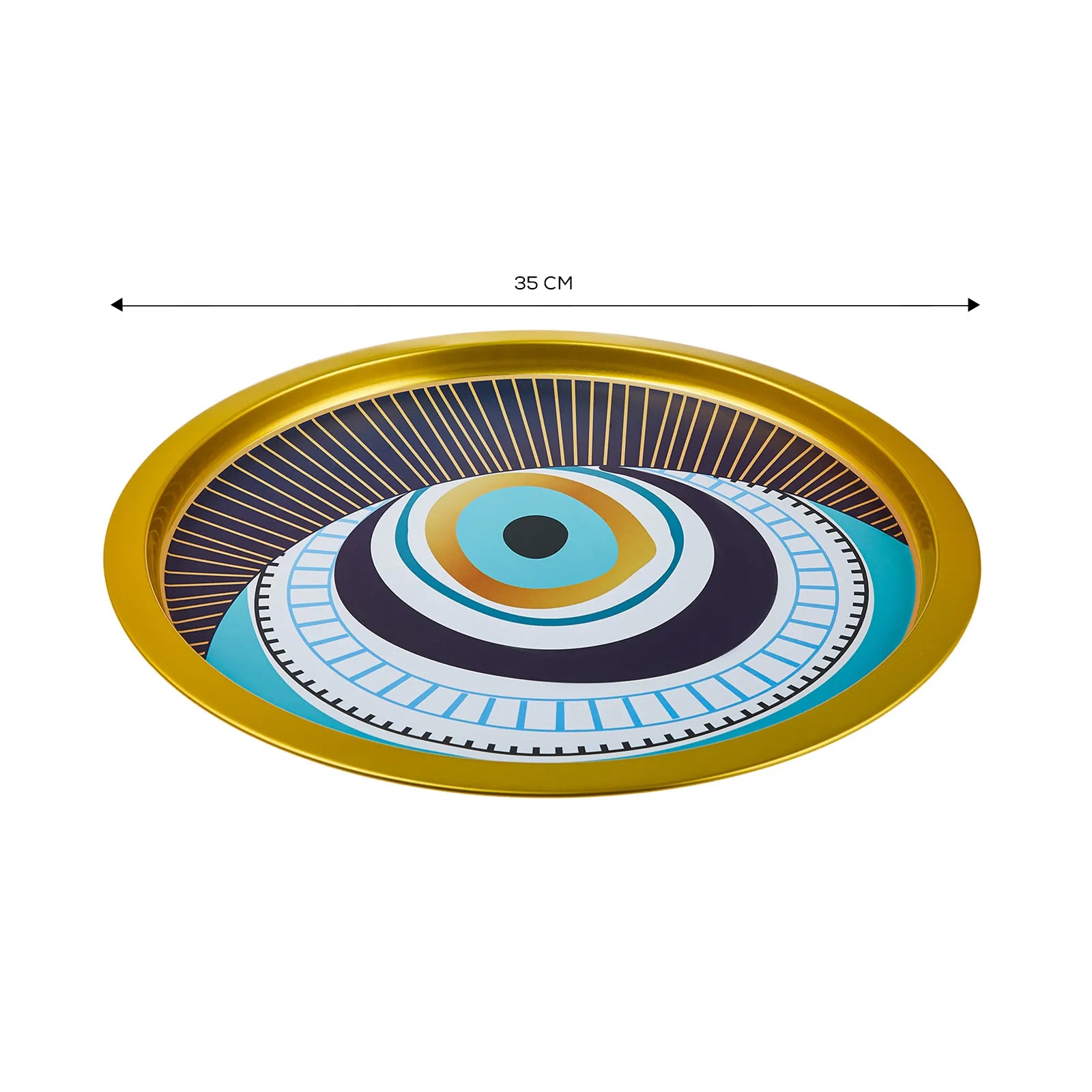 Karaca Nazar Metal Round Tray 153.03.06.7078 -  Trays | صينية كاراجا نزار المعدنية المستديرة - ebarza Furniture UAE | Shop Modern Furniture in Abu Dhabi & Dubai - مفروشات ايبازرا في الامارات | تسوق اثاث عصري وديكورات مميزة في دبي وابوظبي